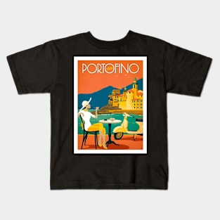 Portofino Italy Advertising Travel and Tourism Print Kids T-Shirt